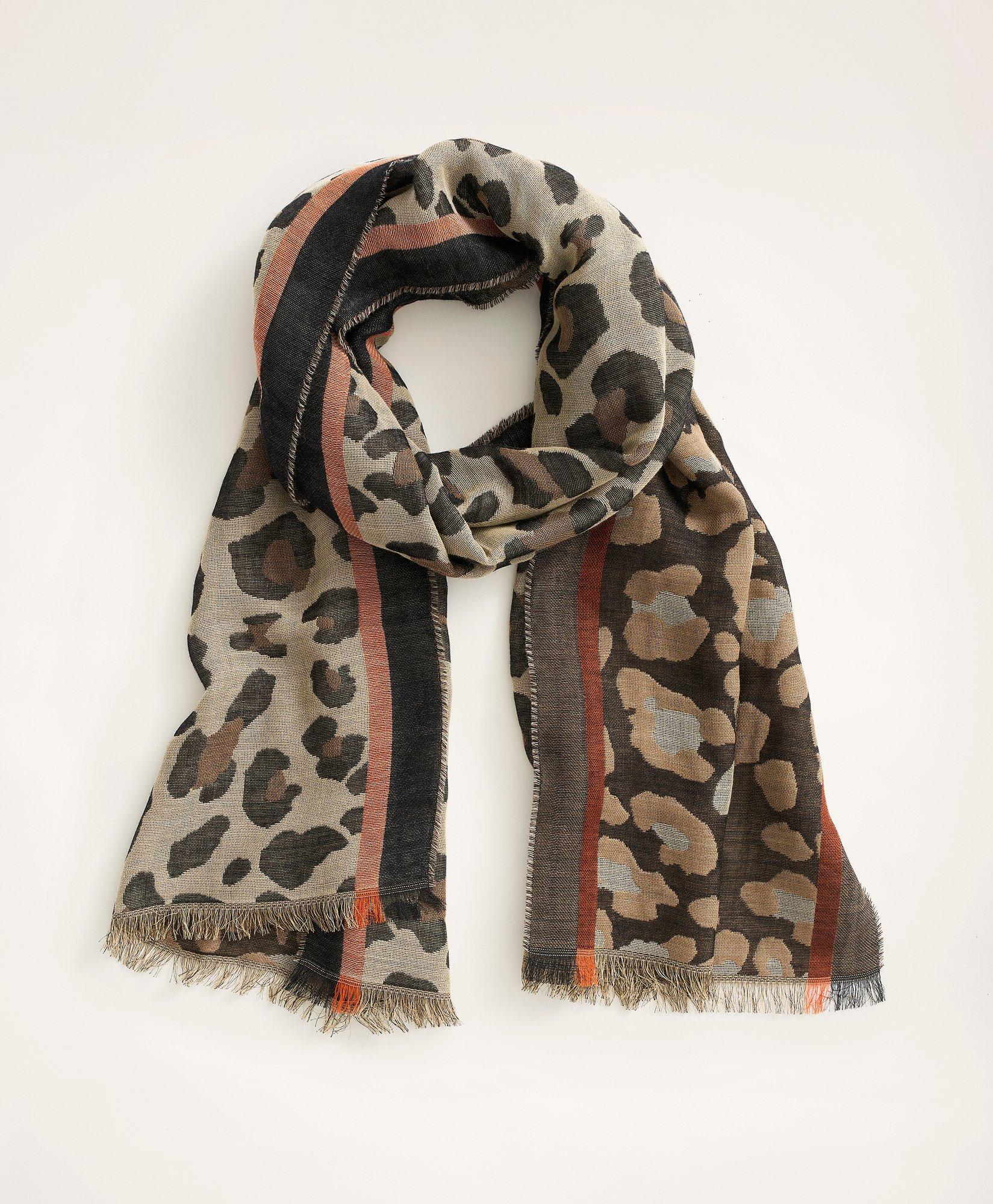 Wool Blend Leopard Print Scarf