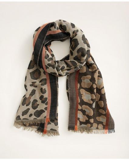 Wool Blend Leopard Print Scarf, image 1
