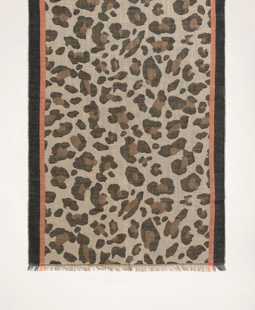 Wool Blend Leopard Print Scarf, image 2