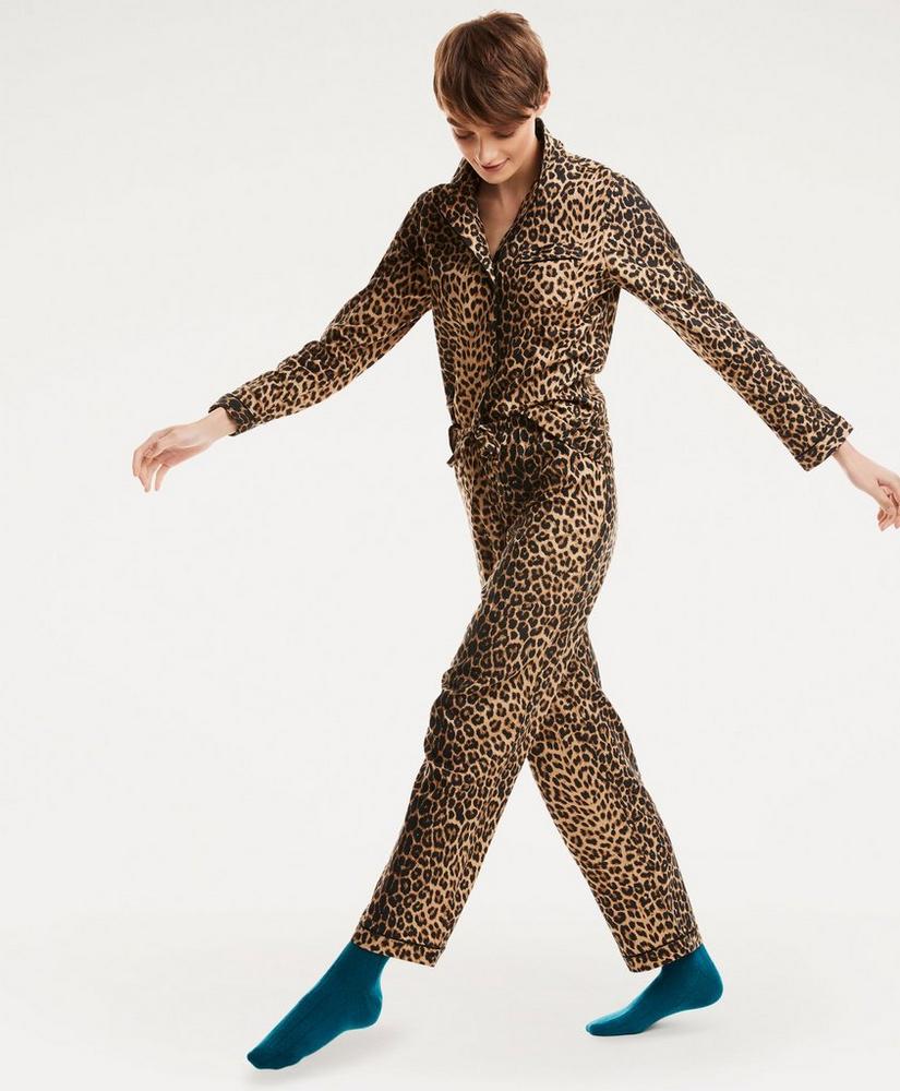 Leopard Print Cotton Pajama Set, image 2