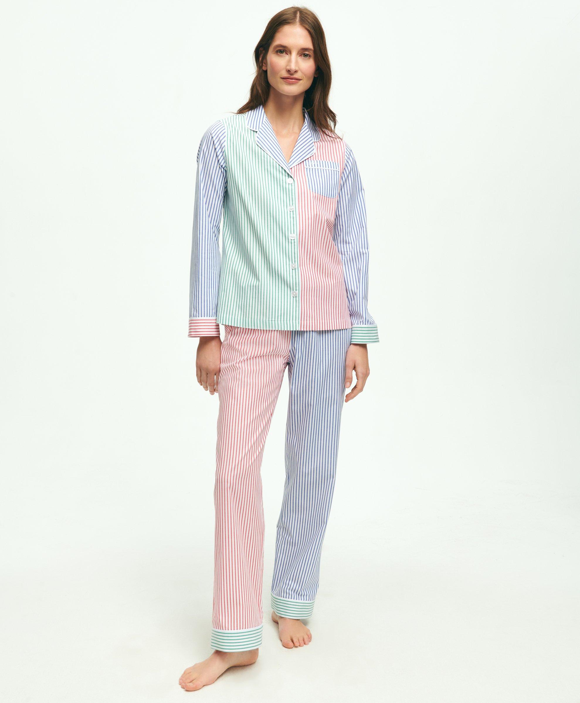 Womens Premium 100% Cotton Poplin Pajama Set with Ruffles