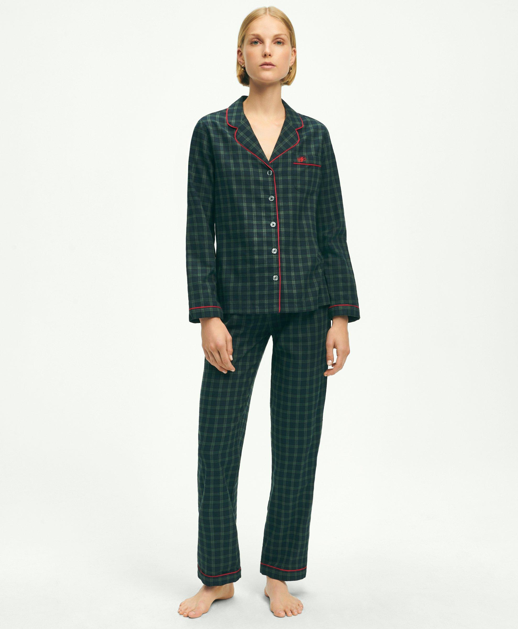 Checkered Cotton-Flannel Pajama Set