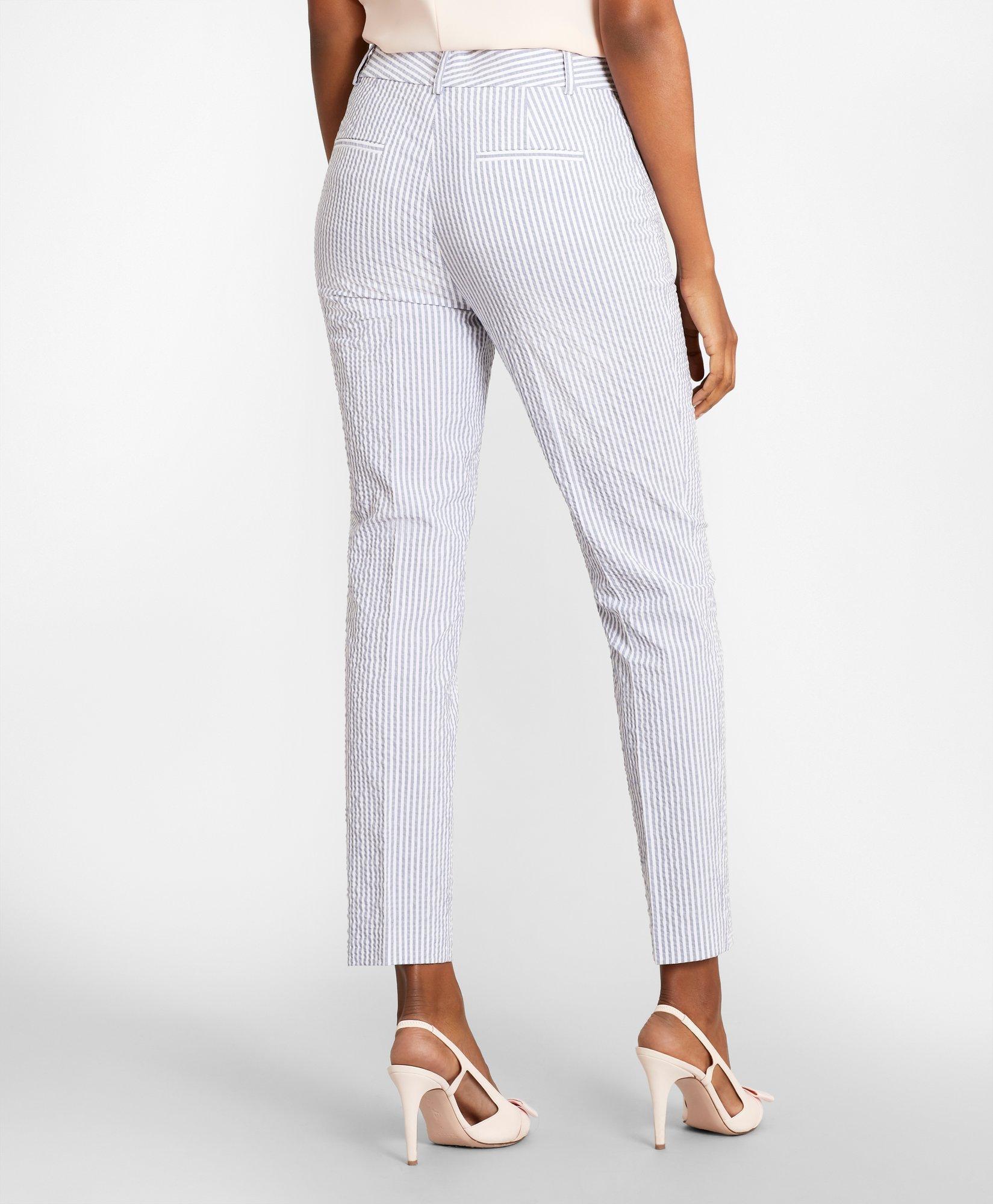 Striped Stretch Cotton Seersucker Pants