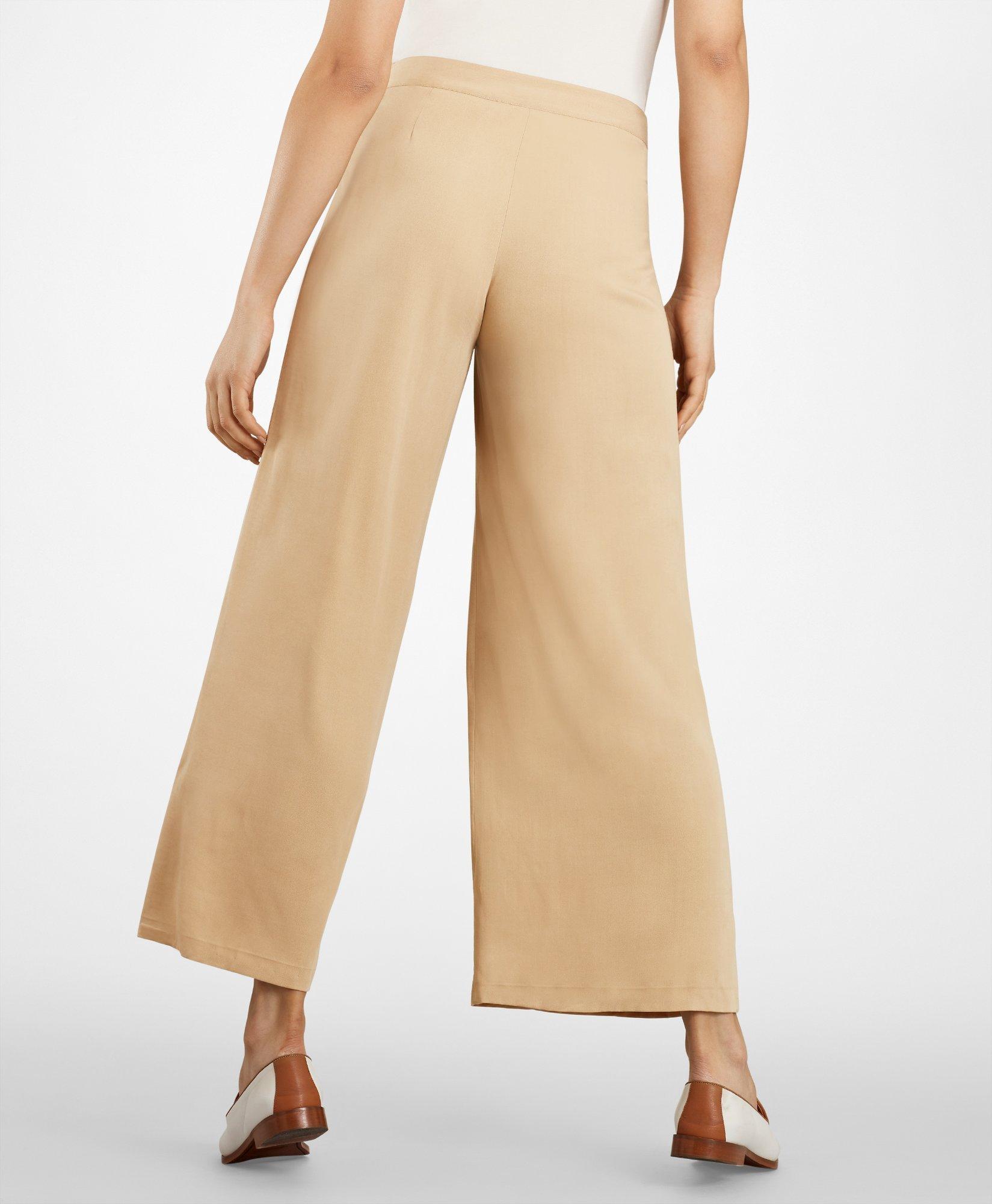 Pleat Front Wide Leg Pants