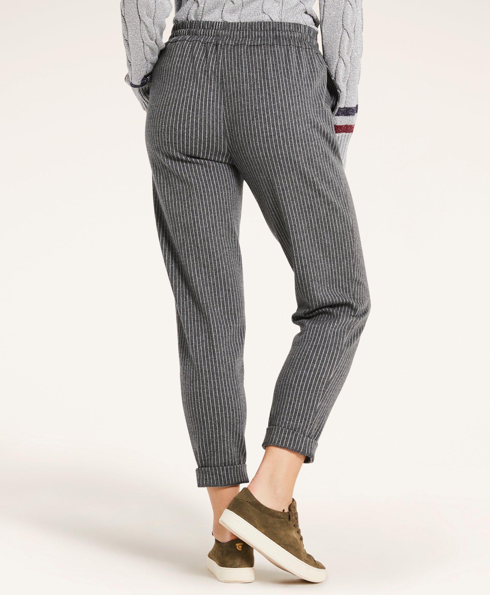 Black Pinstripe Ankle Tie Pant, Pants