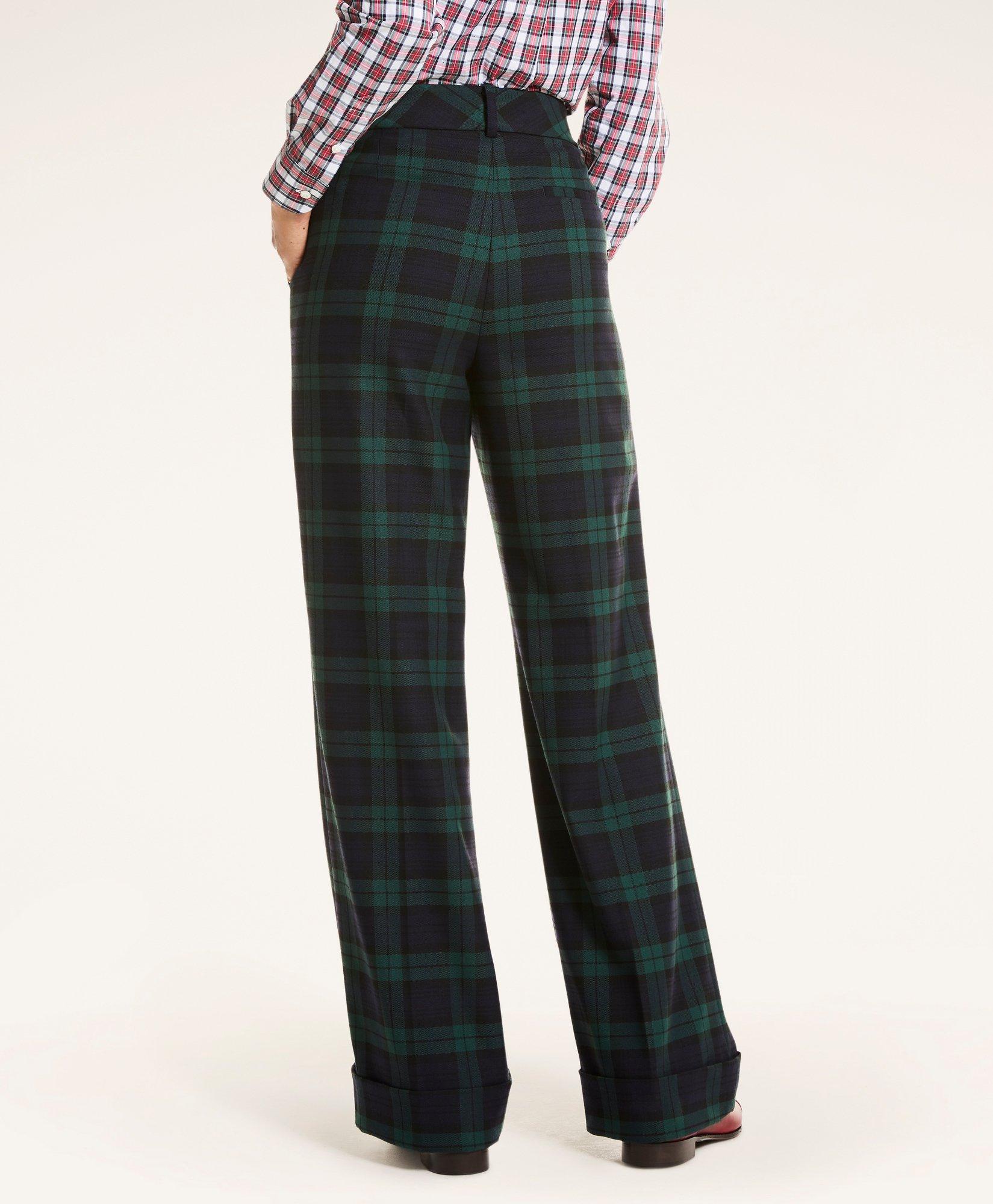 Twill Pajama Pants - Dark green/plaid - Ladies