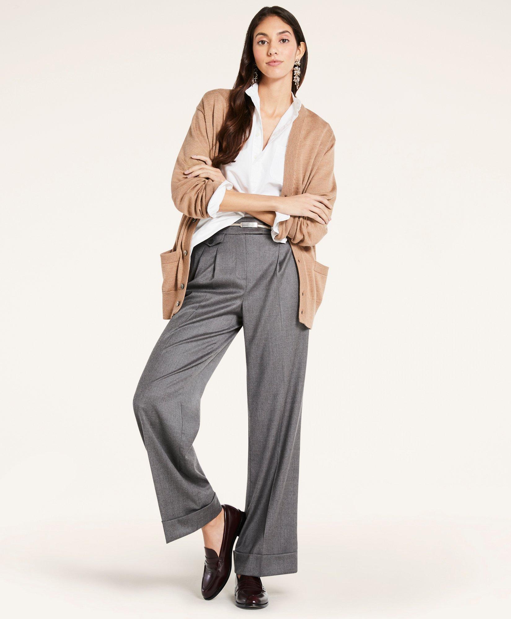 Flannel trousers, rock grey Pants for Women