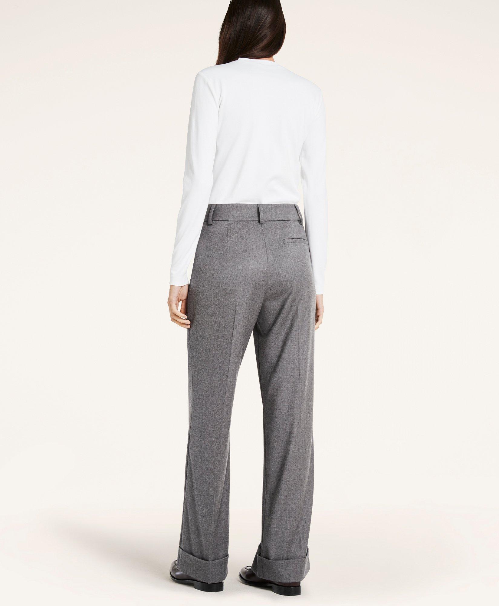 Stretch Wool Flannel Wide-Leg Pants