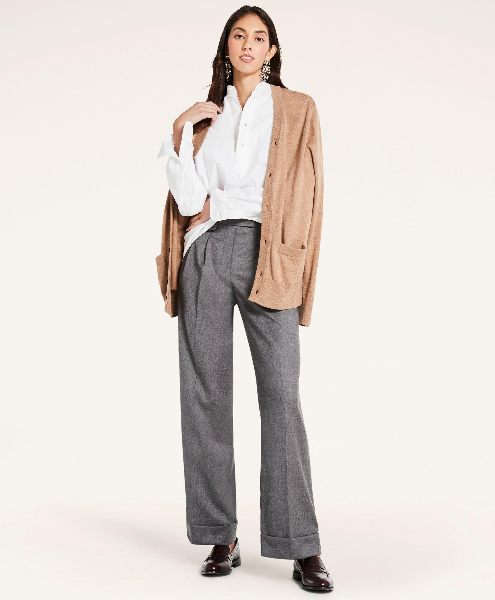 Luxe Italian Stretch Flannel Wide Leg Pants