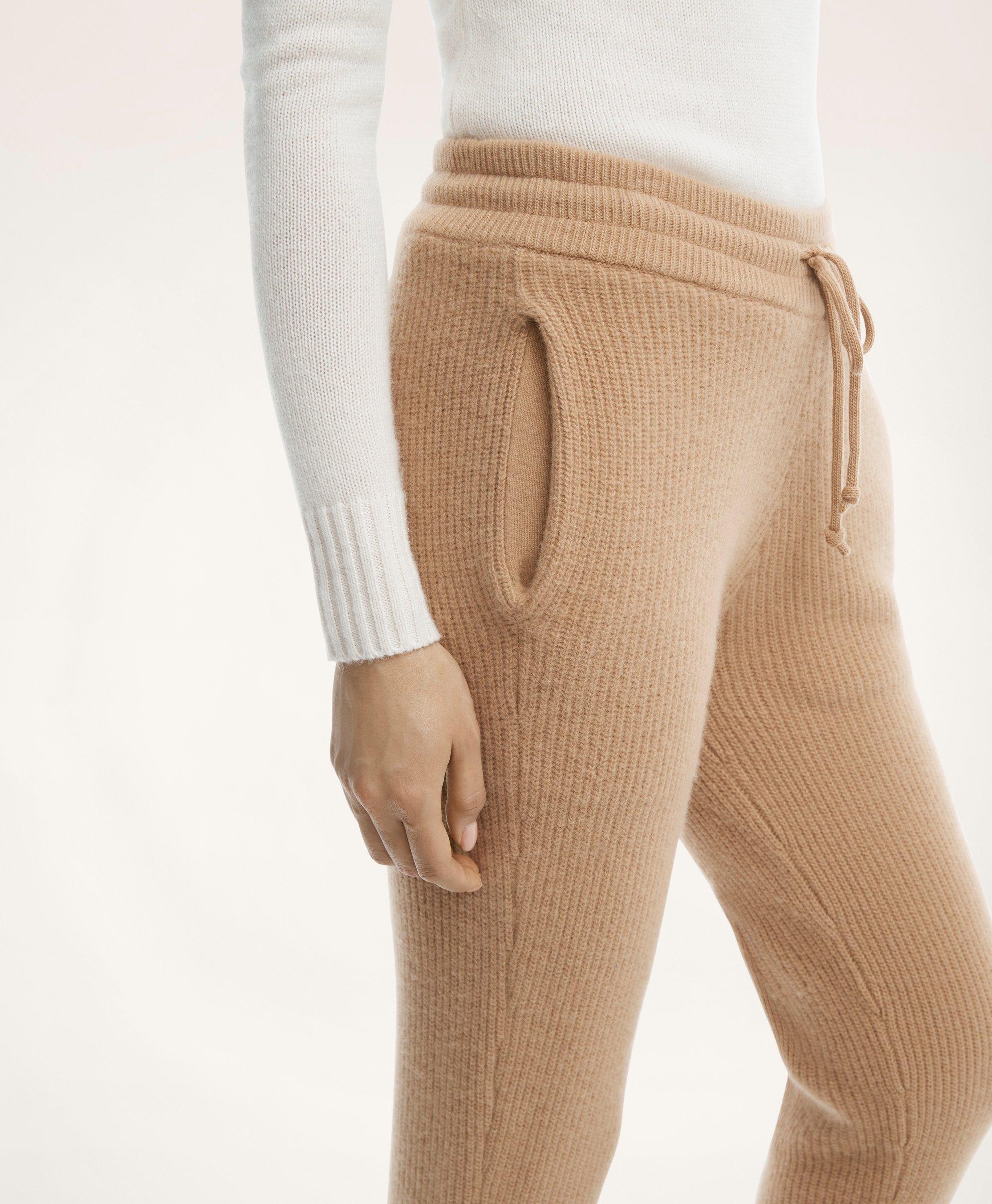 Cashmere and Wool Sweatpants for Women, Knitted Yoga Pants for