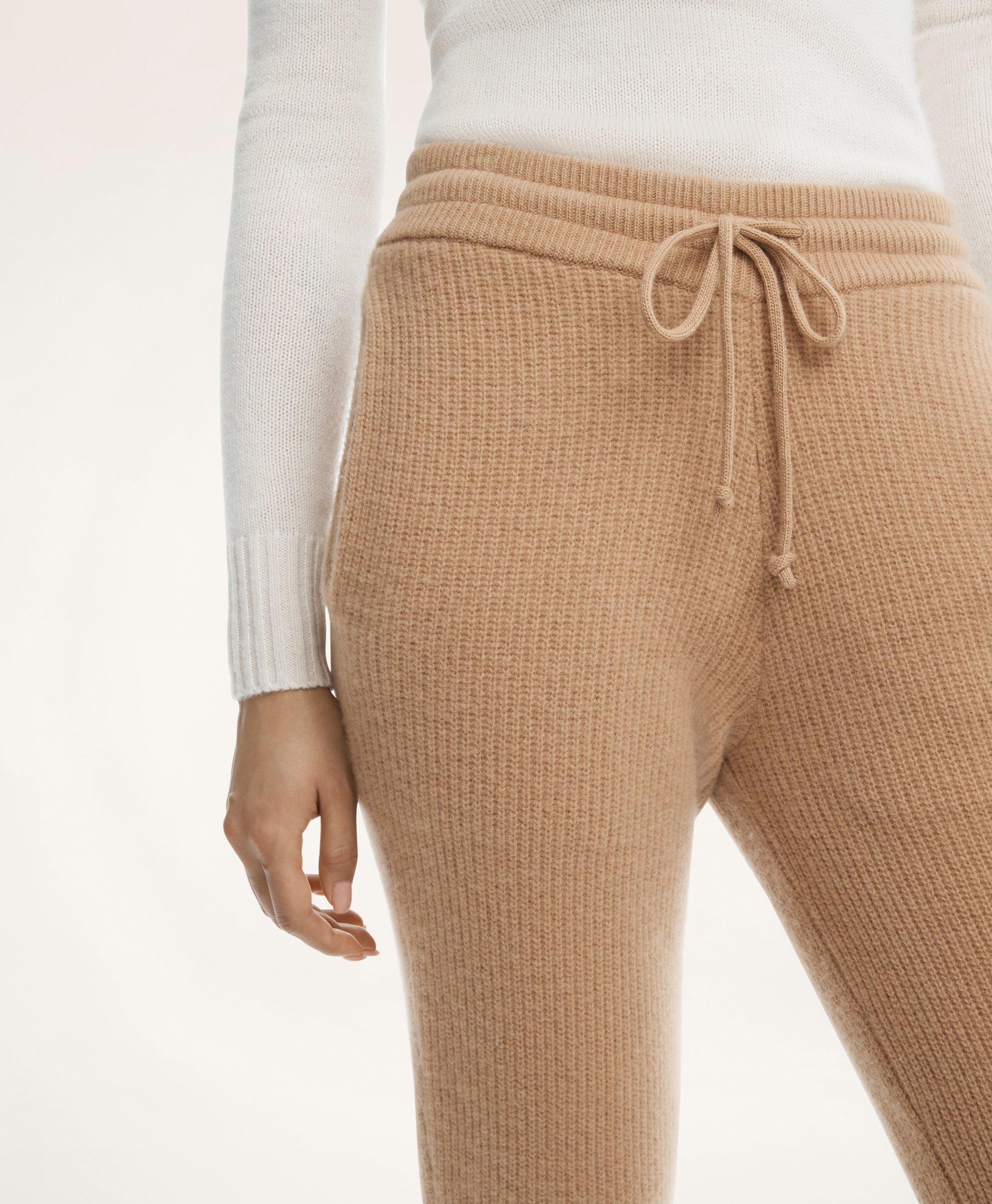 Ladies Cashmere Joggers Pants in Camel brown
