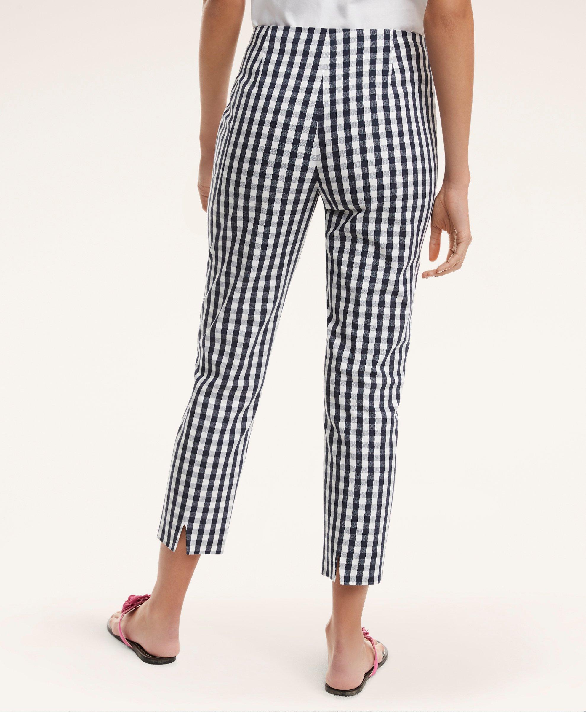 Stretch Cotton Slim Gingham Pants