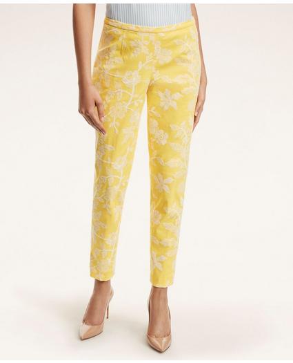 Stretch Cotton Floral Embroidered Pants, image 1
