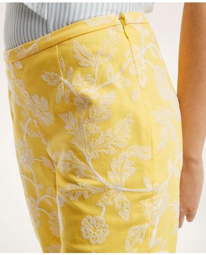 Stretch Cotton Floral Embroidered Pants, image 3