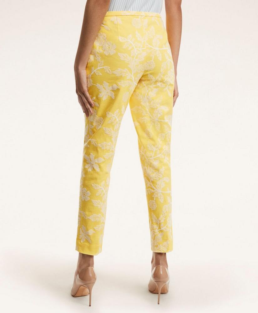 Stretch Cotton Floral Embroidered Pants, image 4
