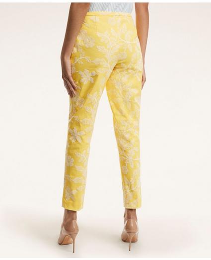 Stretch Cotton Floral Embroidered Pants, image 4