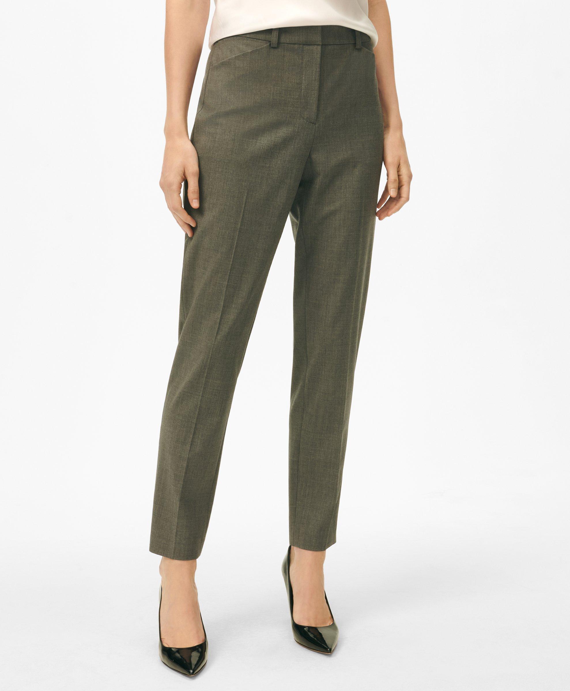 Brooks Brothers The Essential Stretch Wool Slim Crop Pants In Dark Grey