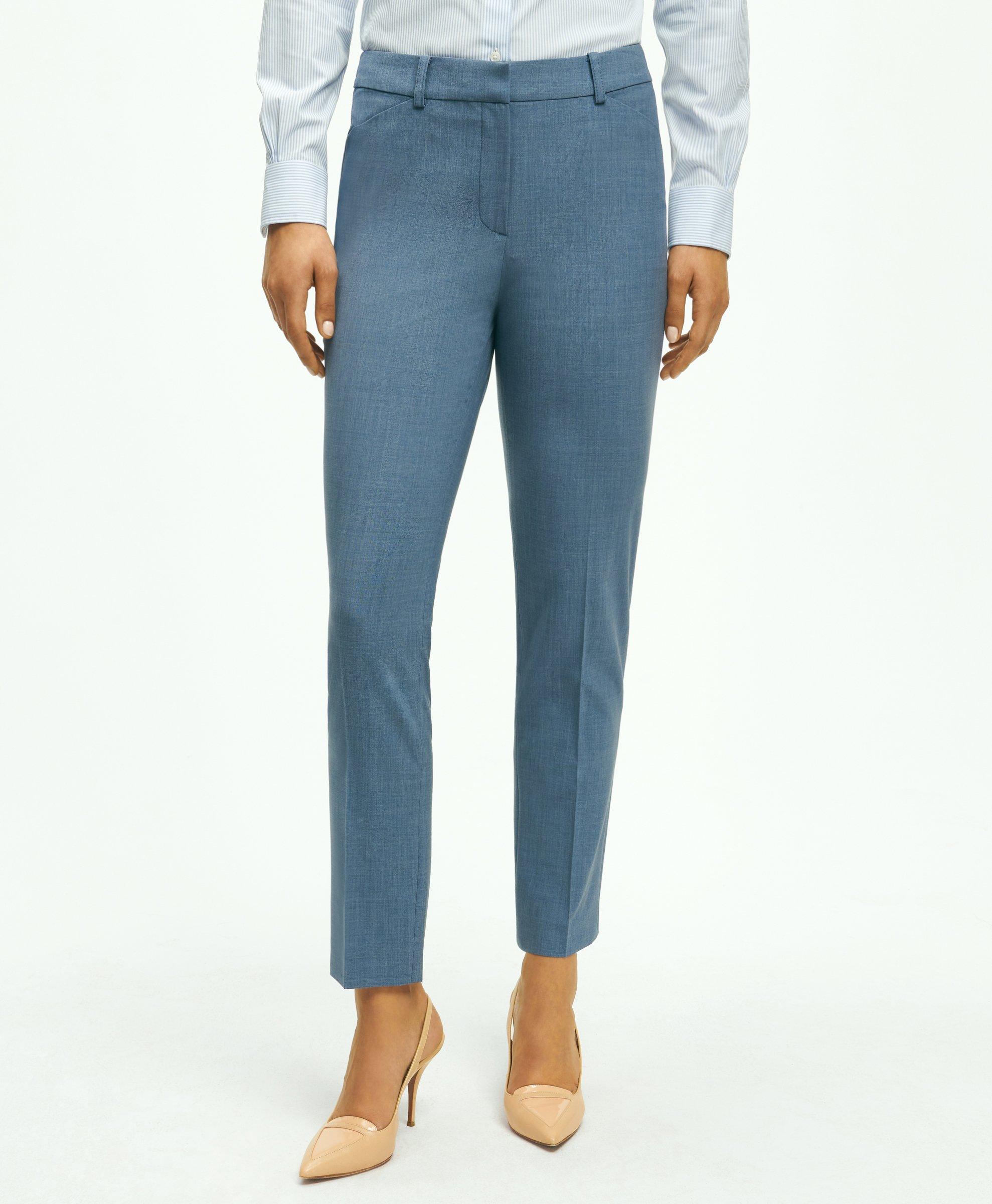 Brooks Brothers The Essential Stretch Wool Slim Crop Pants In Light Blue