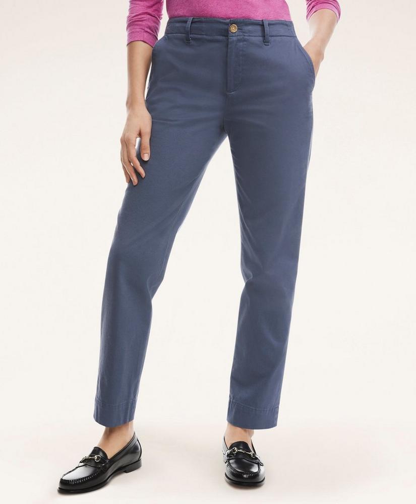 Garment Washed Stretch Cotton Chinos, image 1