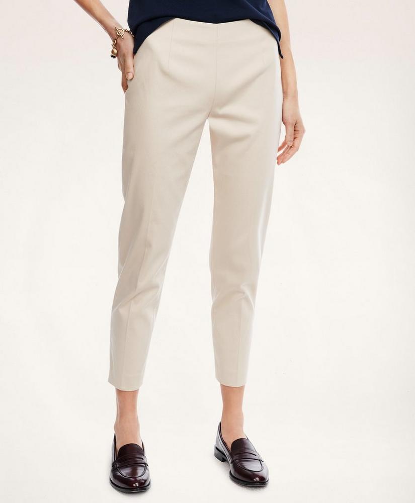Stretch Cotton Side-Zip Slim Ankle Pants, image 1