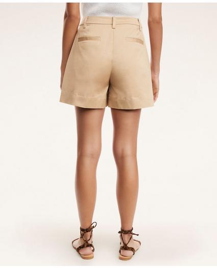 Cotton High-Waisted Pleated Shorts, image 3