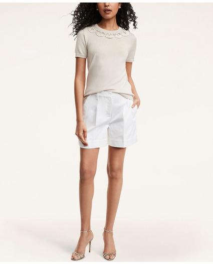 Cotton High-Waisted Pleated Shorts, image 2