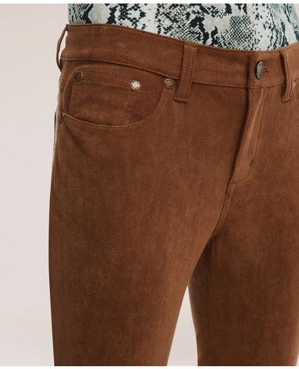 Faux Suede Herringbone 5-Pocket Pants, image 4