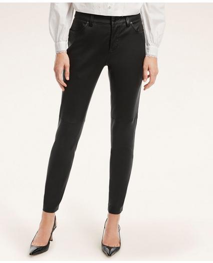 Leather 5-Pocket Mid-Rise Pants, image 1