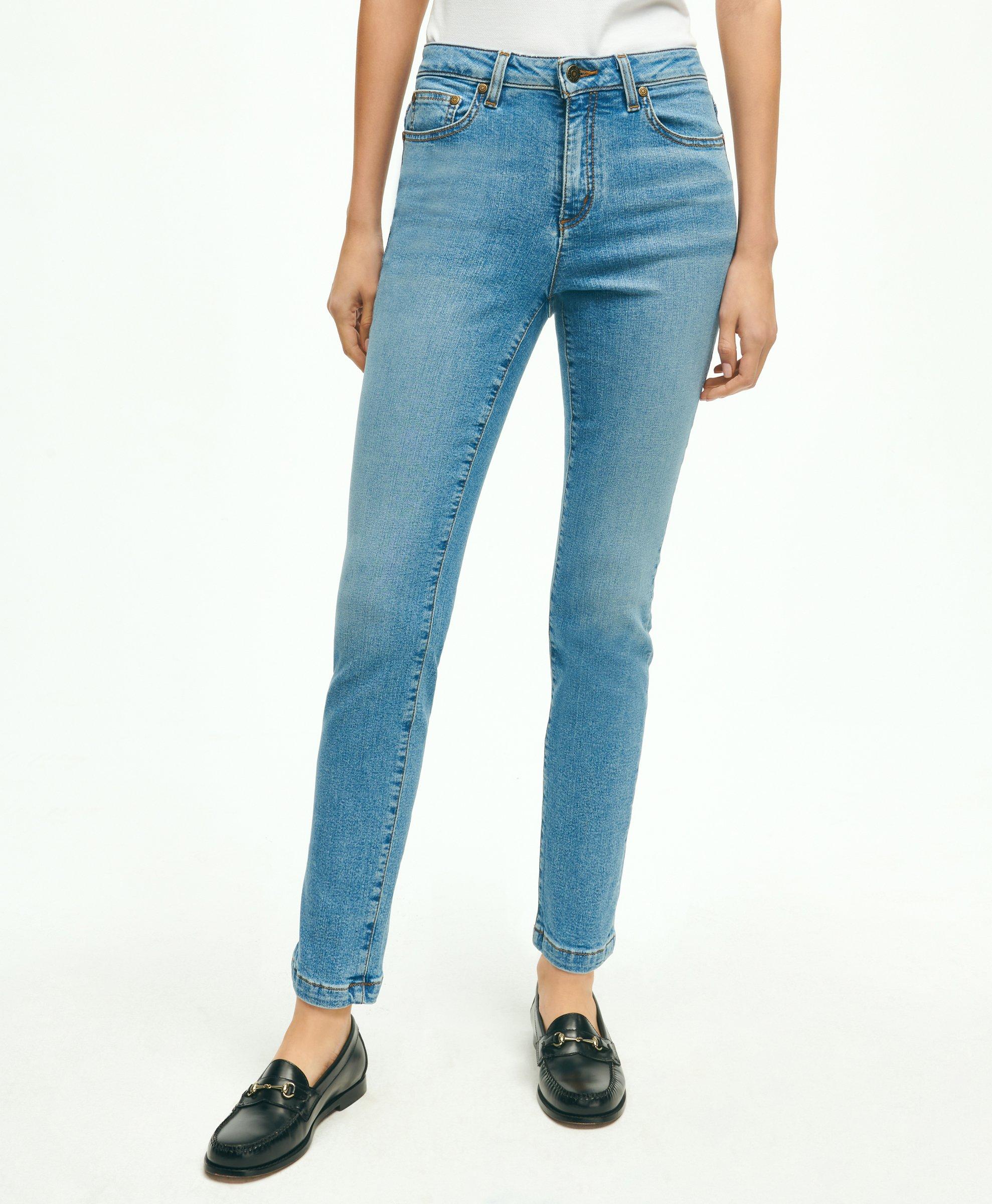 Stretch Cotton Slim-Straight Cropped Denim Jeans