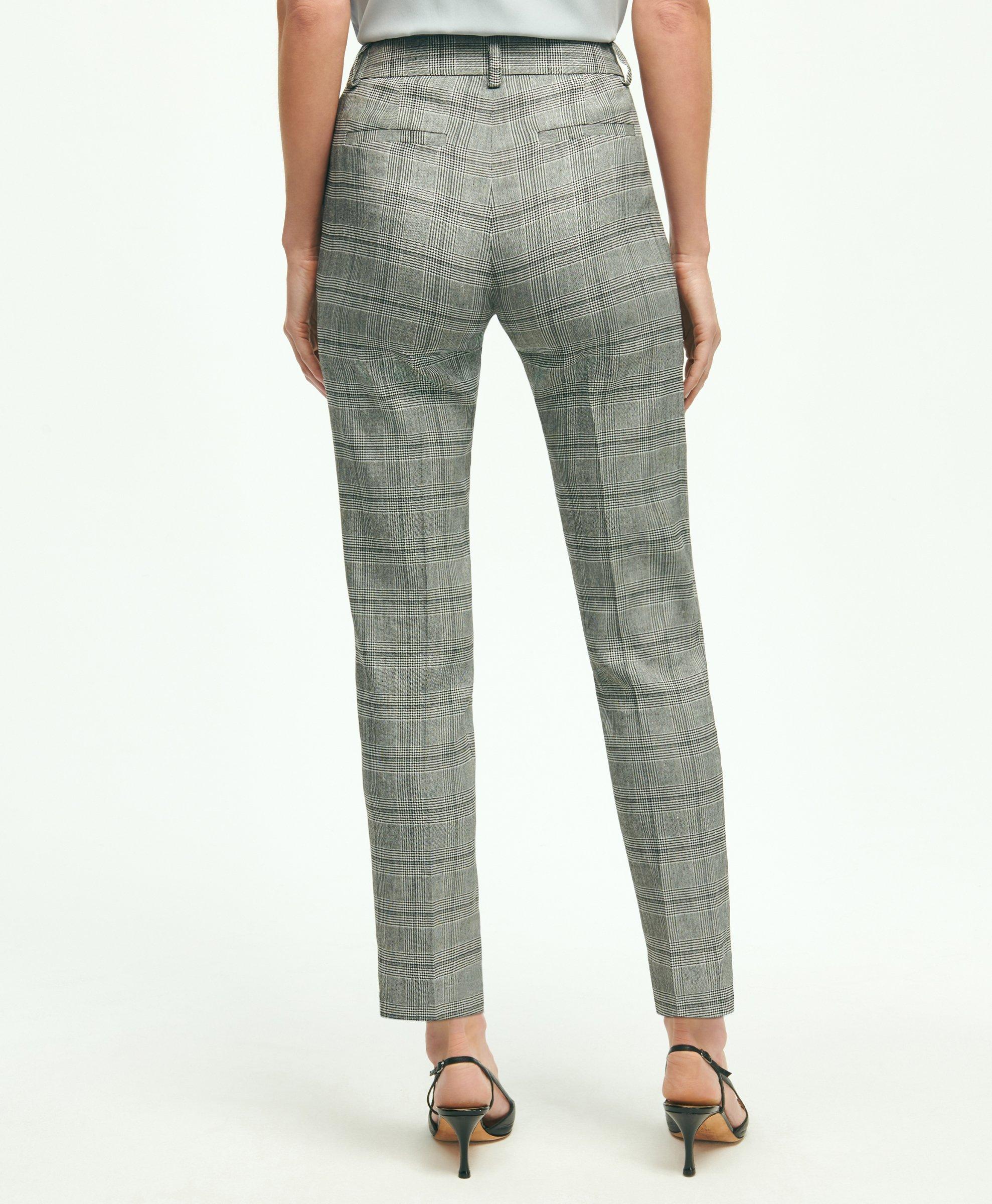 Linen Blend Glen Plaid Pants