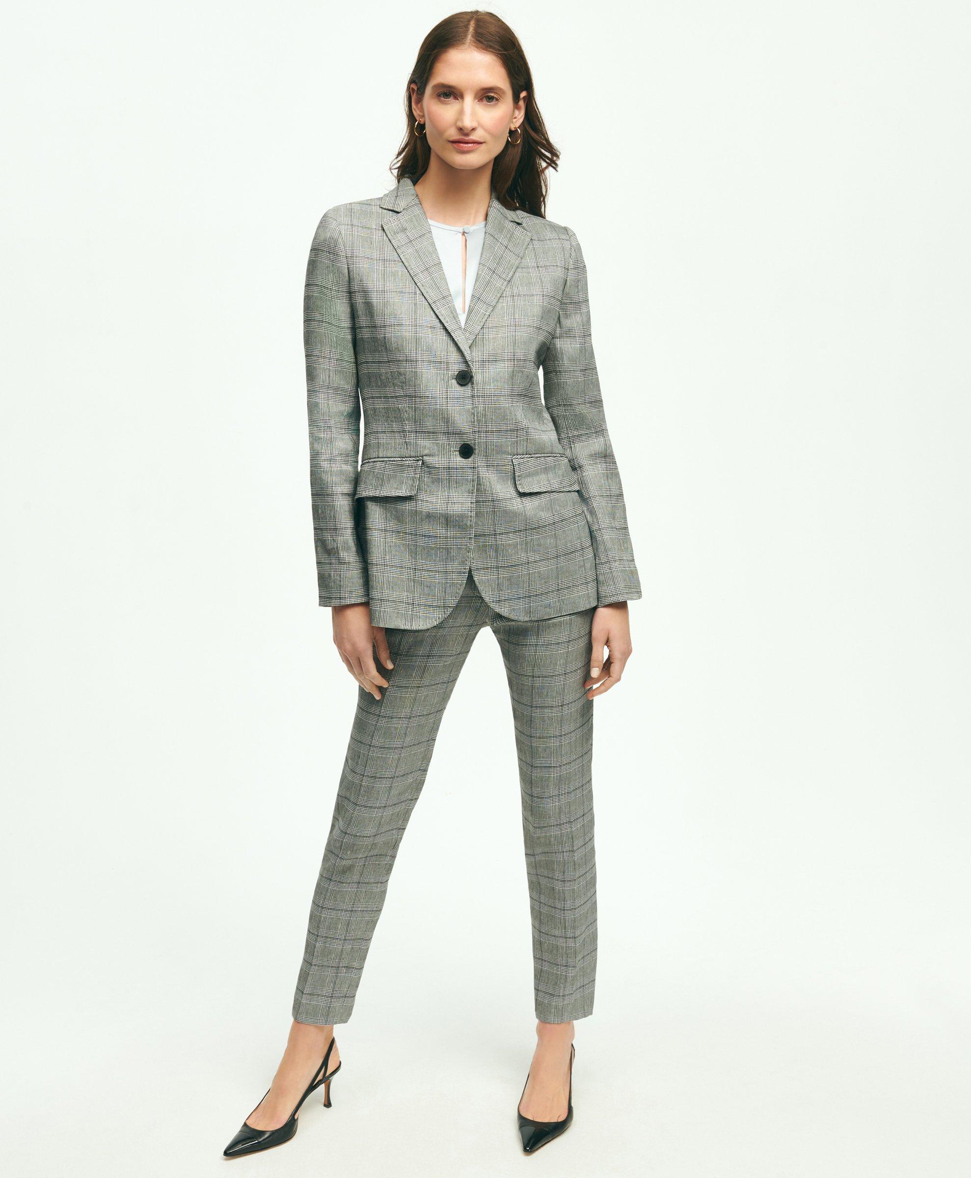 Slacks - Light gray/plaid - Ladies