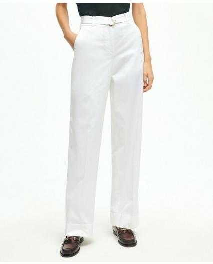 Stretch Cotton Twill Belted Pants, image 1