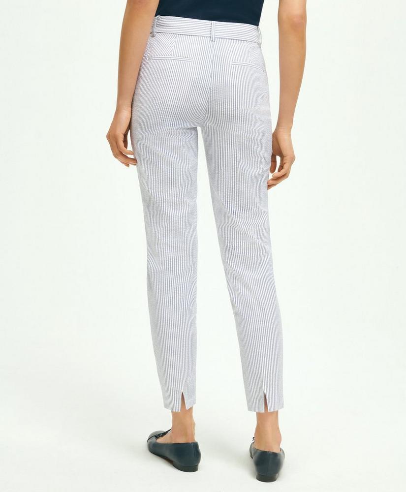 Stretch Cotton Seersucker Cropped Pants, image 3