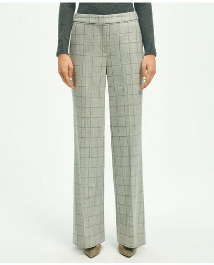 Merino Wool Cashmere Blend Flannel Windowpane Trousers, image 1
