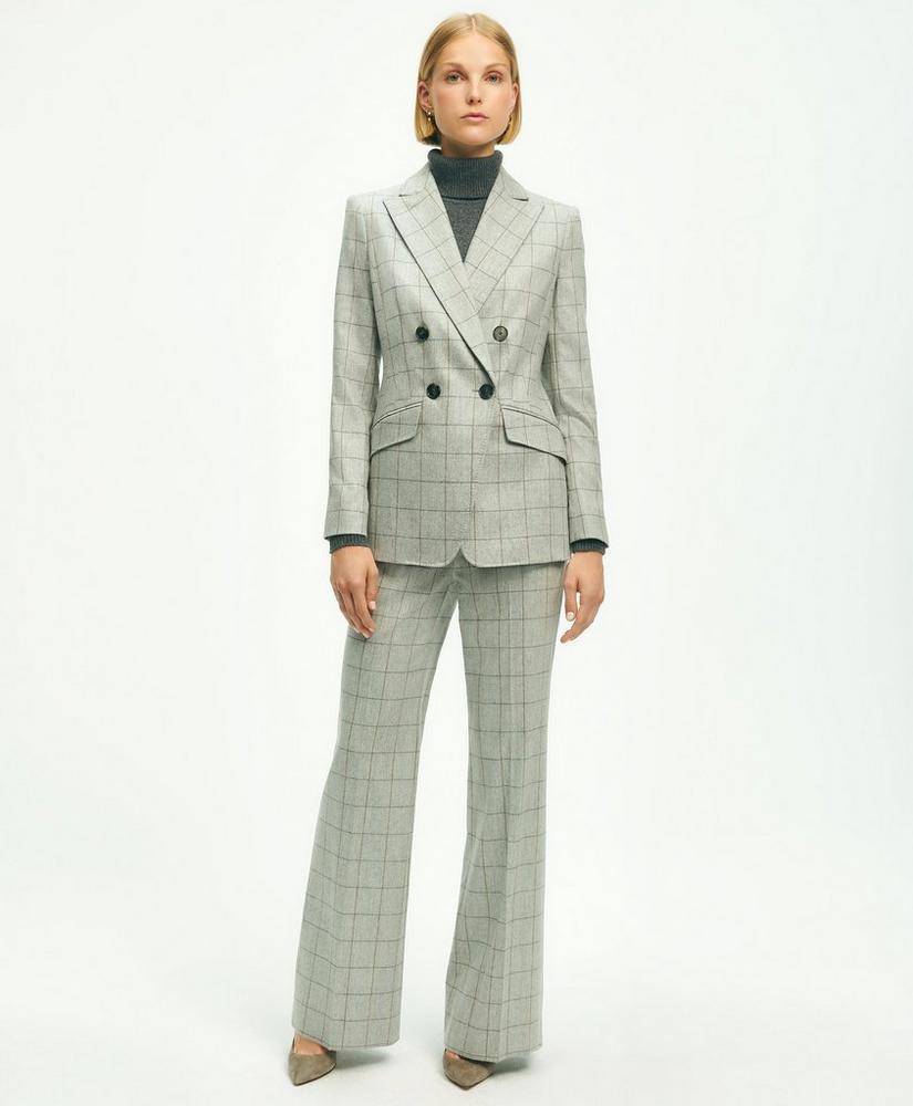 Merino Wool Cashmere Blend Flannel Windowpane Trousers, image 2