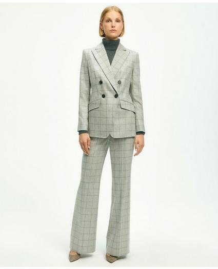 Merino Wool Cashmere Blend Flannel Windowpane Trousers, image 2