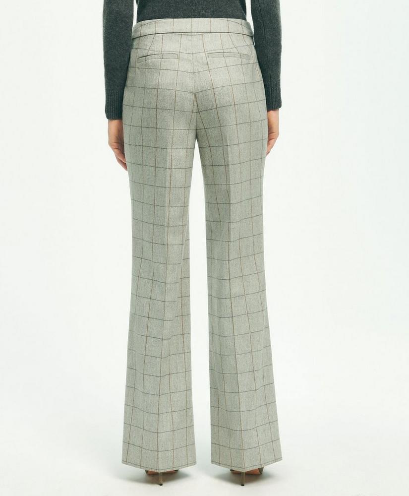 Merino Wool Cashmere Blend Flannel Windowpane Trousers