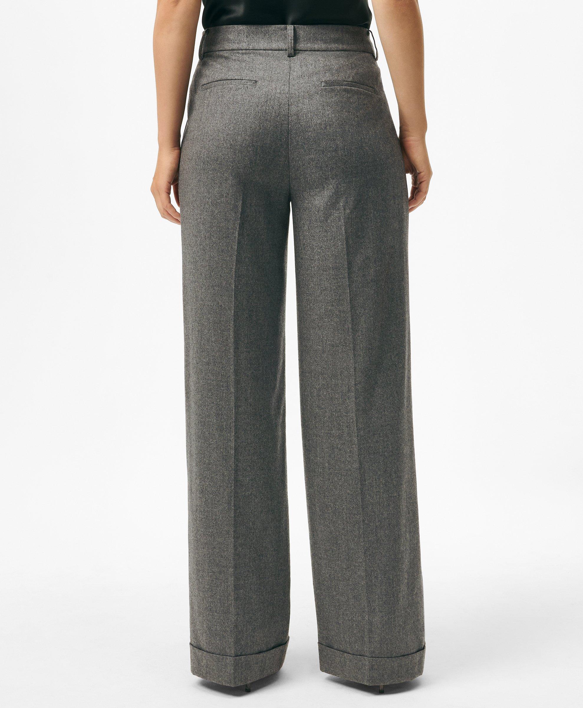 Wide Leg Pleated Drawstring Pant - Grey Wool