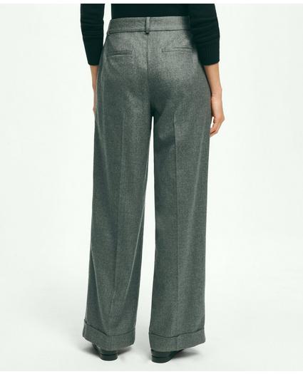 Wool Wide-Leg Pleated Flannel Trousers, image 4