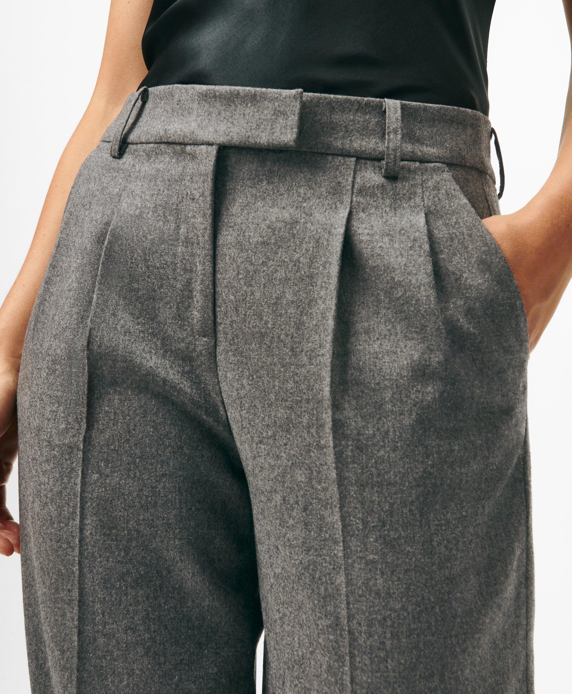 Flannel High-Waisted Wide-Leg Trouser Grey Melange