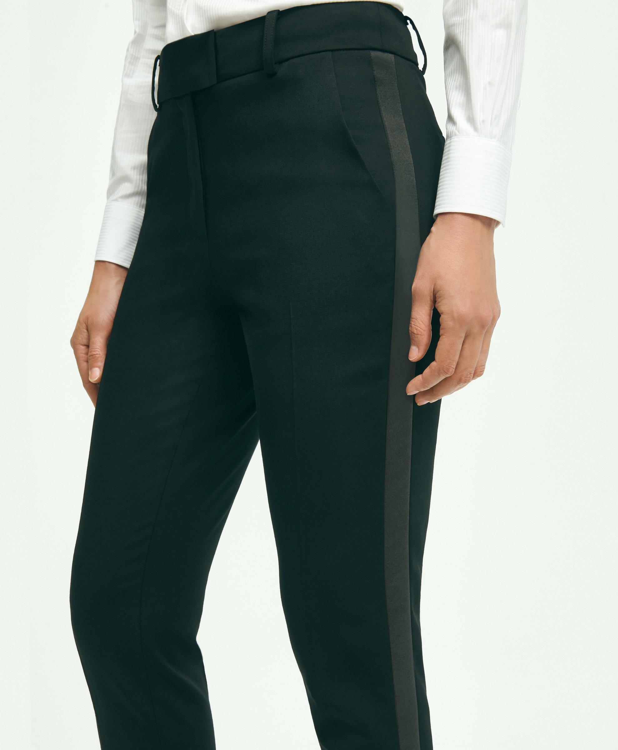 Stretch Merino Wool Blend Tuxedo Pants