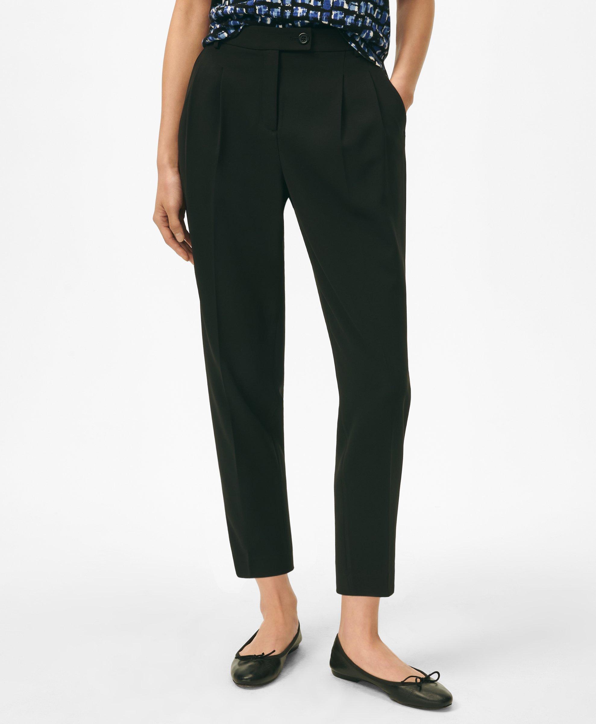 Brooks Brothers Cropped Fine Twill Crepe Pants In Black