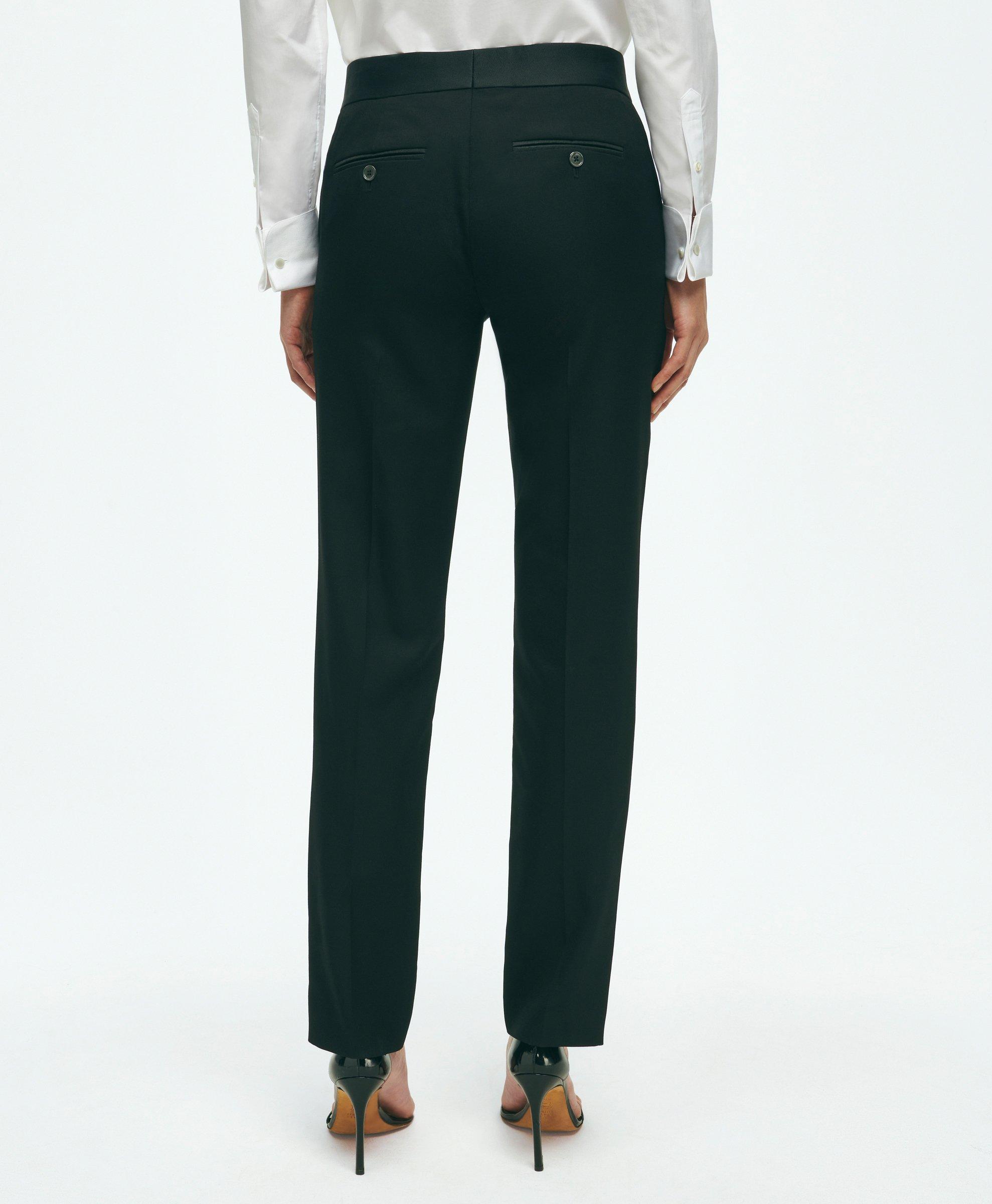 Black Fleece Tuxedo Pants in Wool