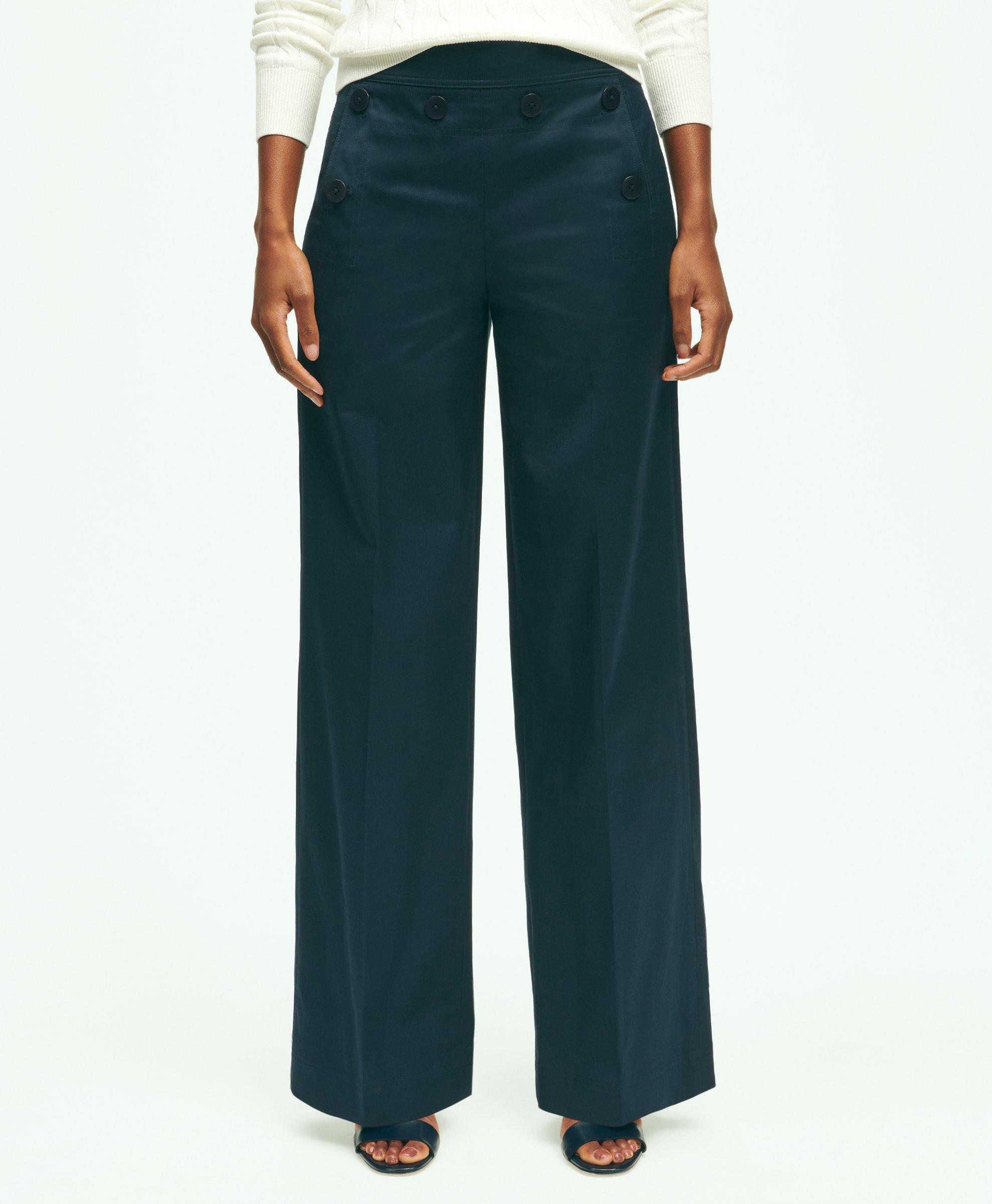 Stretch-Twill Cropped Sailor Pants