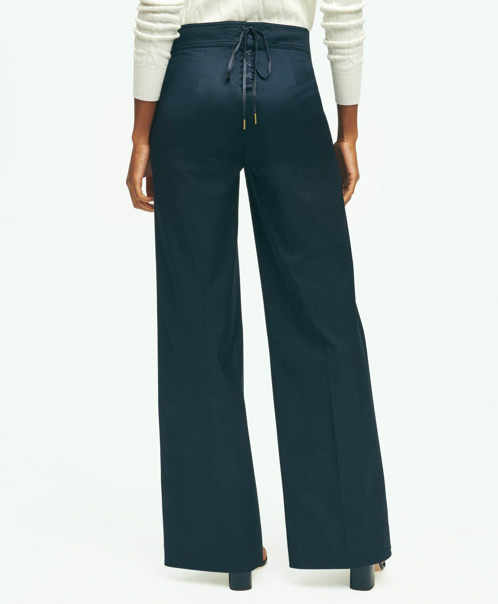 Cotton Twill Wide-Leg Sailor Pants