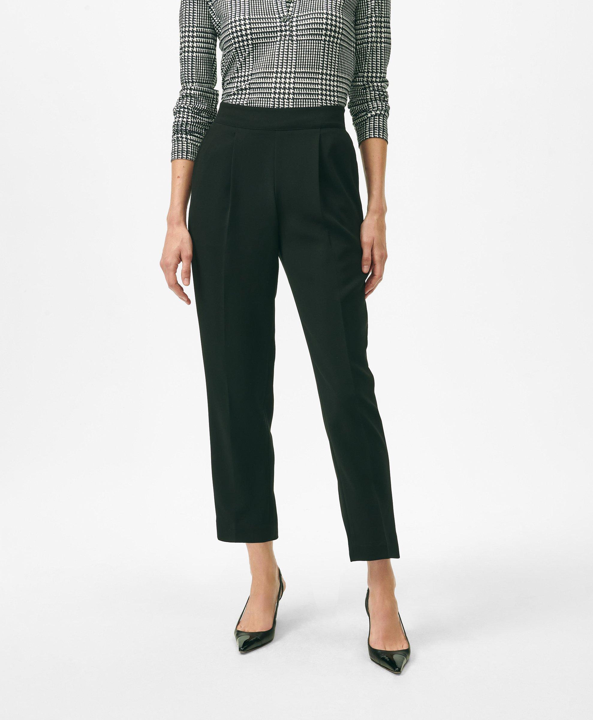 Brooks Brothers Easy Fit, Elastic Back Fine Twill Stretch Crepe Pants In Black