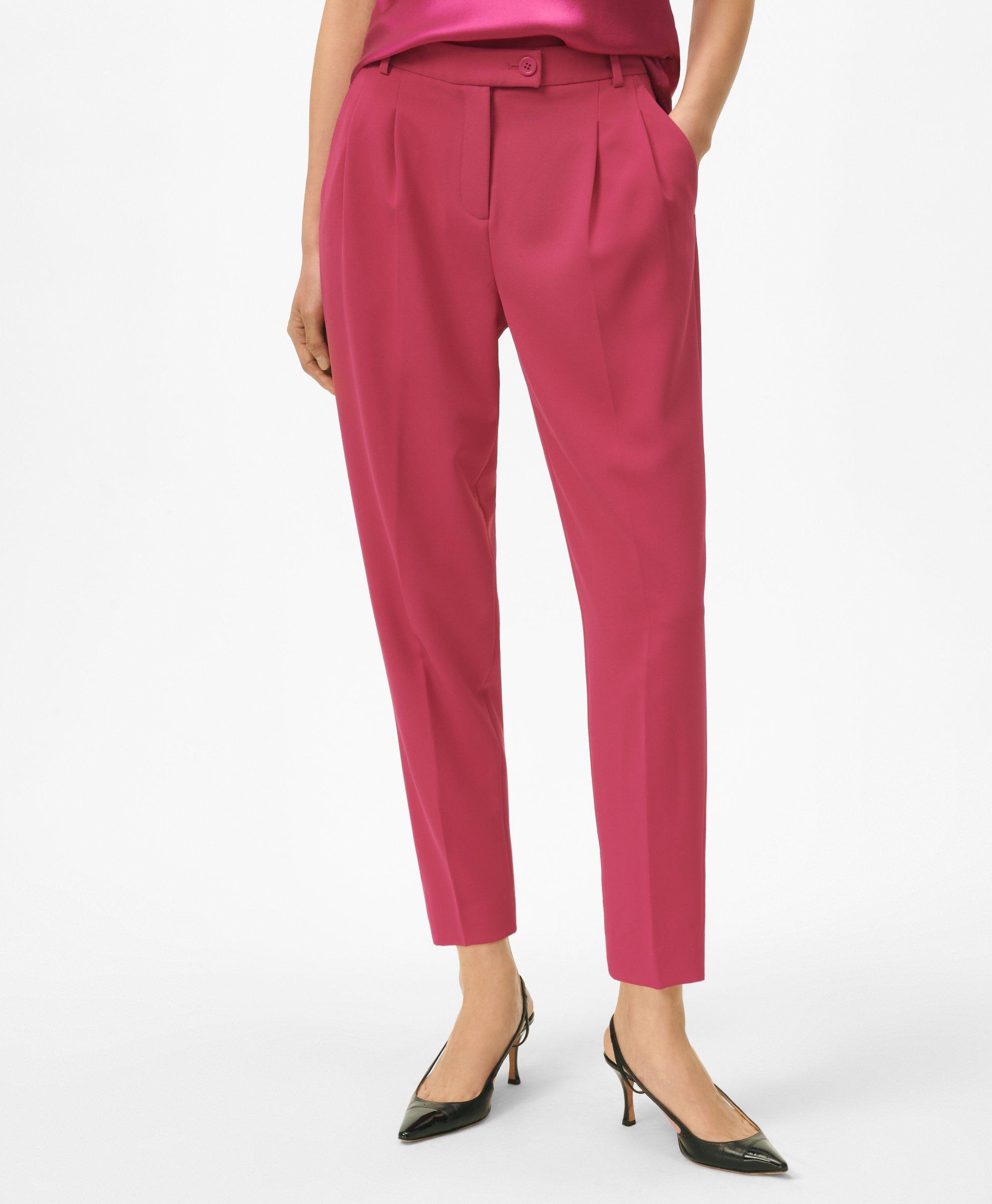 Brooks Brothers Cropped Fine Twill Crepe Pants In Fuchsia