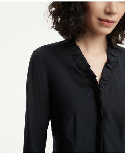 Fitted Non-Iron Stretch Supima® Cotton Ruffle Dress Shirt, image 2