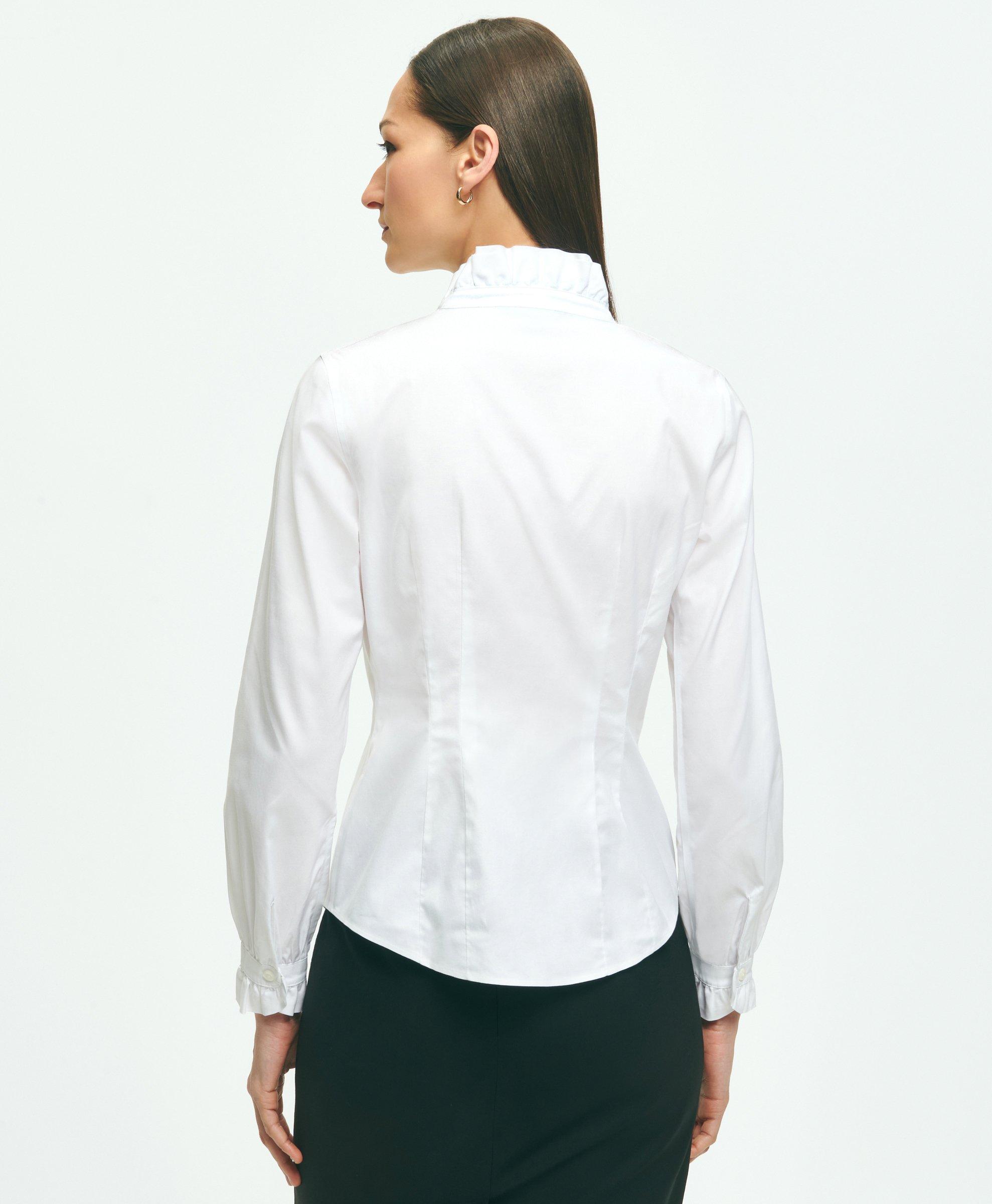 Fitted Non-Iron Stretch Supima® Cotton Ruffle Dress Shirt