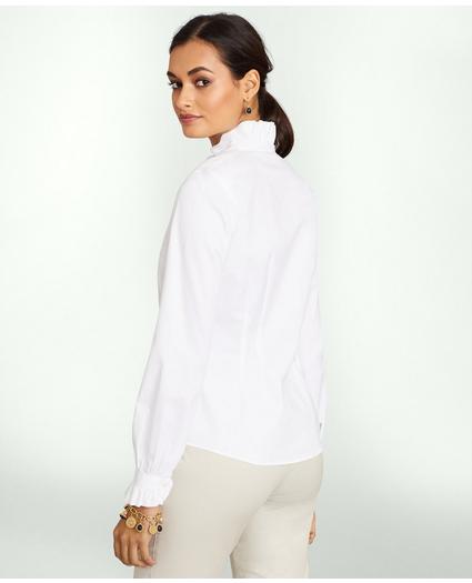 Fitted Non-Iron Stretch Supima® Cotton Ruffle Dress Shirt, image 4